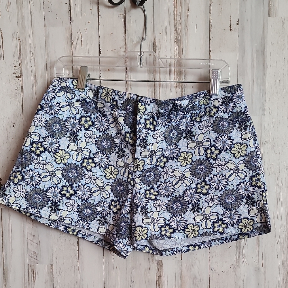 SO Women's  Floral Shorts - Blue and Cream